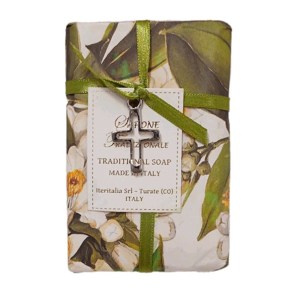 Gardenia Italian Soap Bar Luxury Gift Wrapped Italy Luxe Spa Bath CROSS PENDENT‎